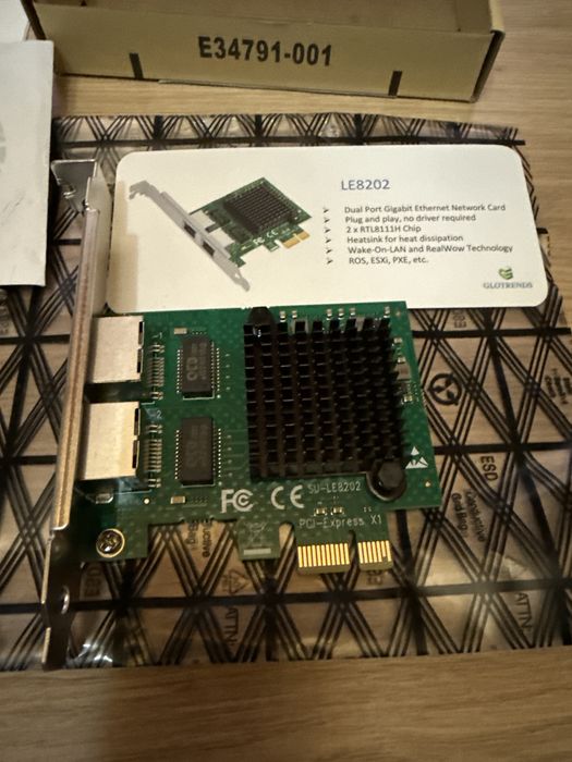GLOTRENDS LE8202 Placa Retea PCIe Dual Gigabit Intel 82576 2x RJ45 LAN pfSense OPNsense Proxmox VMware ESXi NAS Server