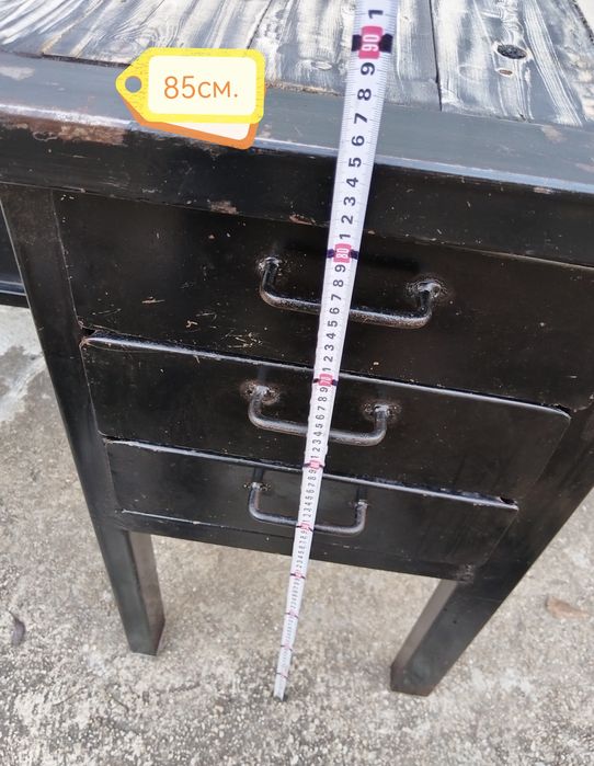 Стара Метална Масивна Работна Маса / 80кг.