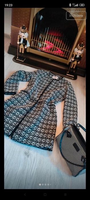 Haina eleganta Orsay, negru cu alb, stil clasic franțuzesc, lână