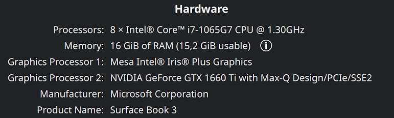 Microsoft Surface Book 3, i7-1065G7, GTX 1660TI, 256GB SSD, 16 GB Ram