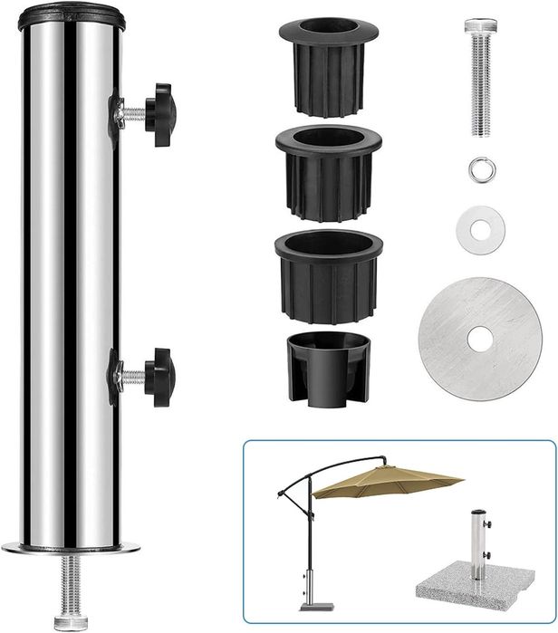 Универсална стойка за чадър от неръждаема стомана с адаптери