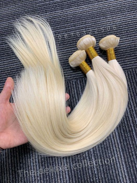 100% естествена коса за удължаване/екстеншъни без примеси - руса коса