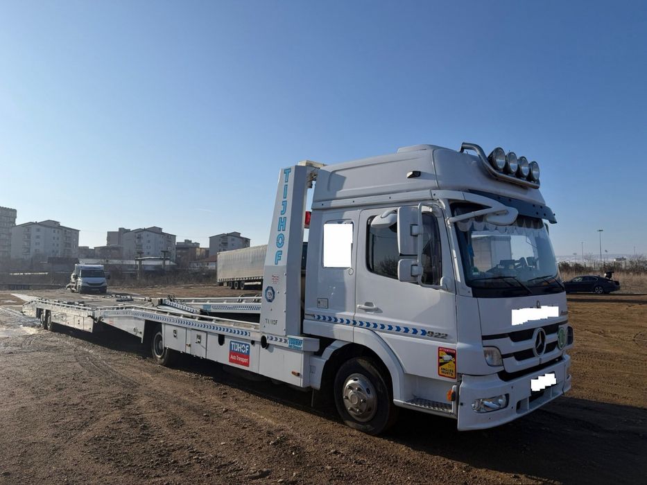 Autoplatforma 5 pozitii Mercedes-Benz Atego 822L + Remorca Tijhof