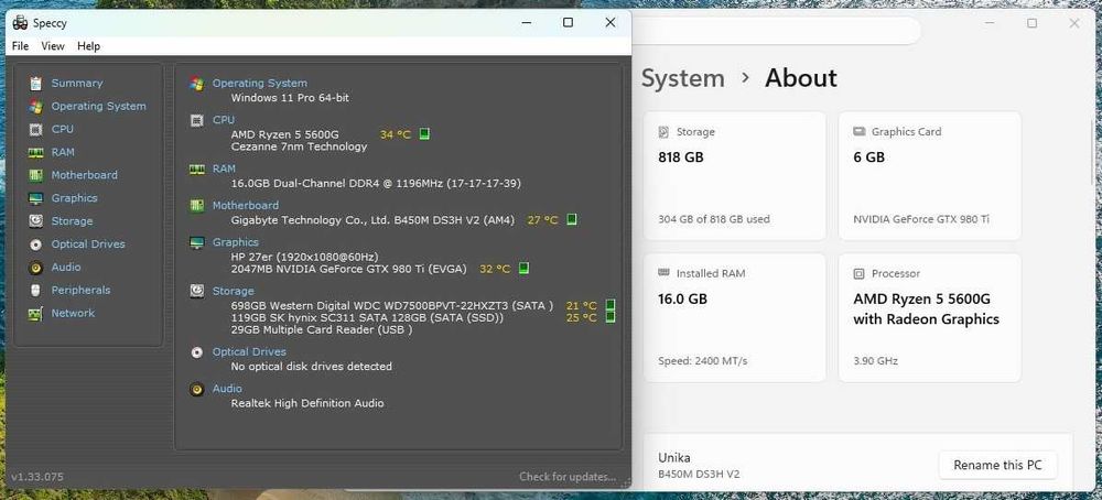PC gaming Ryzen™ 5 5600g/ GTX 980Ti 6 GB/ 16 Gb RAM/ M2 120GB + 750HDD