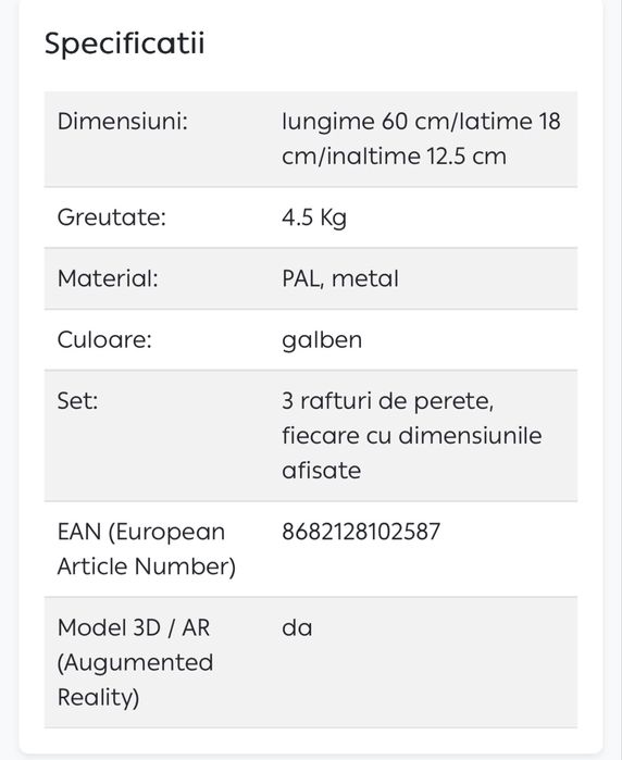 Set 3 rafturi de perete Rafevi (polite)