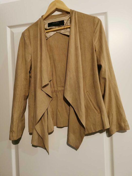 Cardigan ZARA din material tip piele întoarsă sintetica, elastic