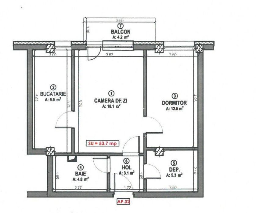 Ap 2 camere 55 mp, parcare la cerere, semifinisat, TVA inclus, zona Te