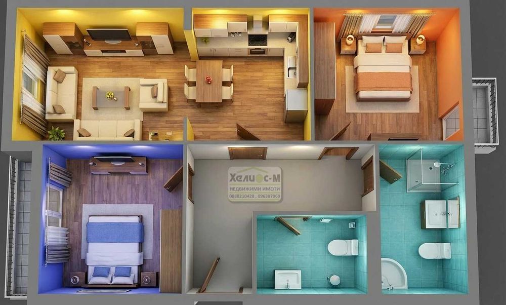 Тристаен апартамент до парк "Монтанезиум" и "Слънчева градина"