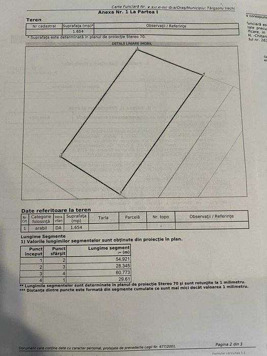 Teren vânzare Tărgșoru Vechi, 1654 mp, intravilan - Construcție casă