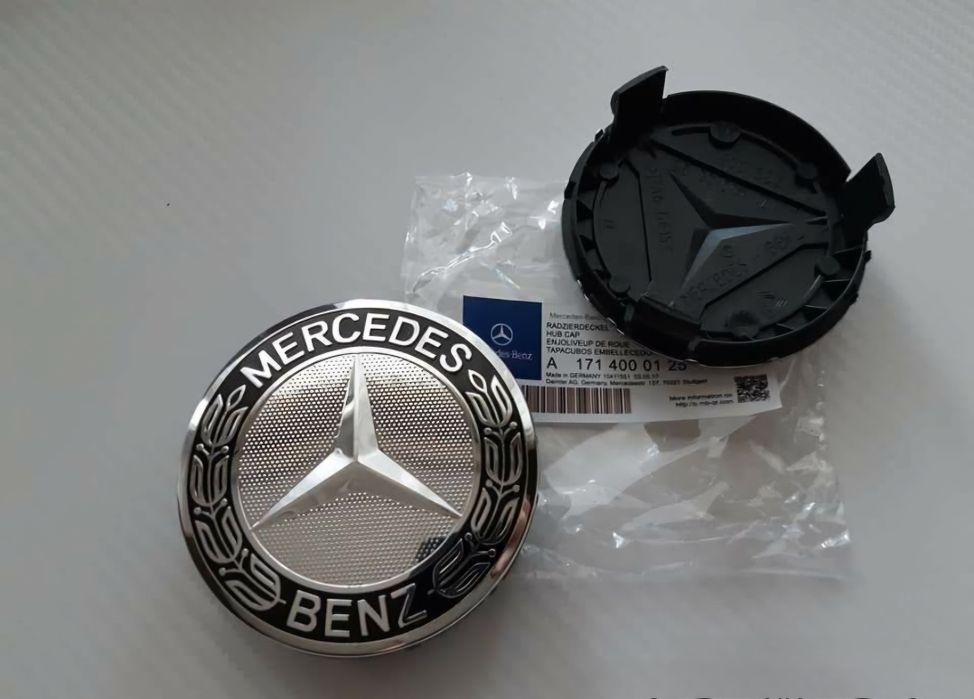 Комплект капачки за джанти с черно венче за Мерцедес 75мм