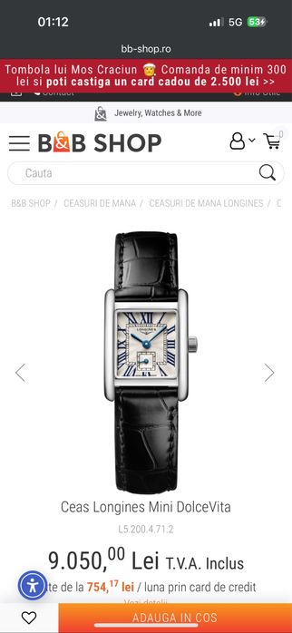 Ceas e dama Longines Mini DolceVita nou original