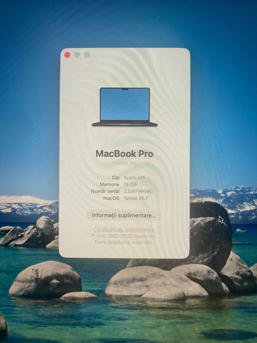 Nou cu factură - MacBook Pro M5, 16GB RAM,  512 GB SSD