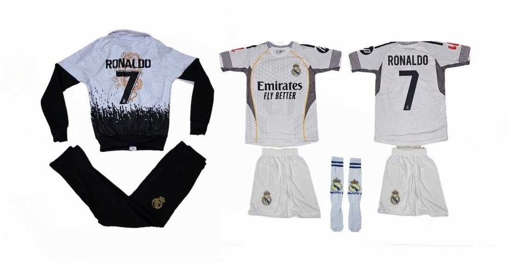 NEW Ronaldo 7 2026 Реал Мадрид Детски сет комплект с екип + чорапи CR7