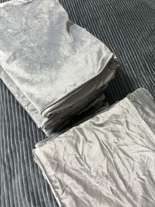 Портьеры серые  велюр