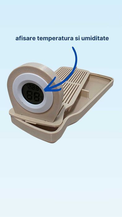 cutie stocare filament cu recipient pentru silicagel si afisare temperatura si umiditate