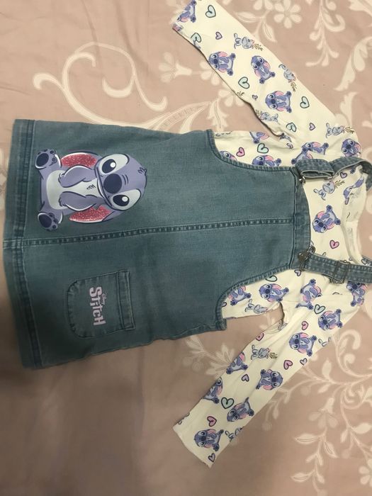 Rochie salopeta + bluzița pentru fetite mărimea 104