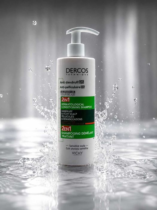 Vichy Selenium DS 2 ta 1 da,Sezgir bosh terisi uchun, qazg‘oqqa qarshi