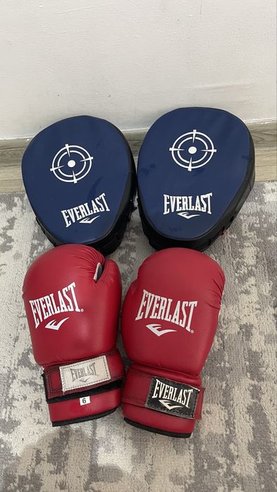 Everlast қолғаптары + лапалар б/у 8000 тг