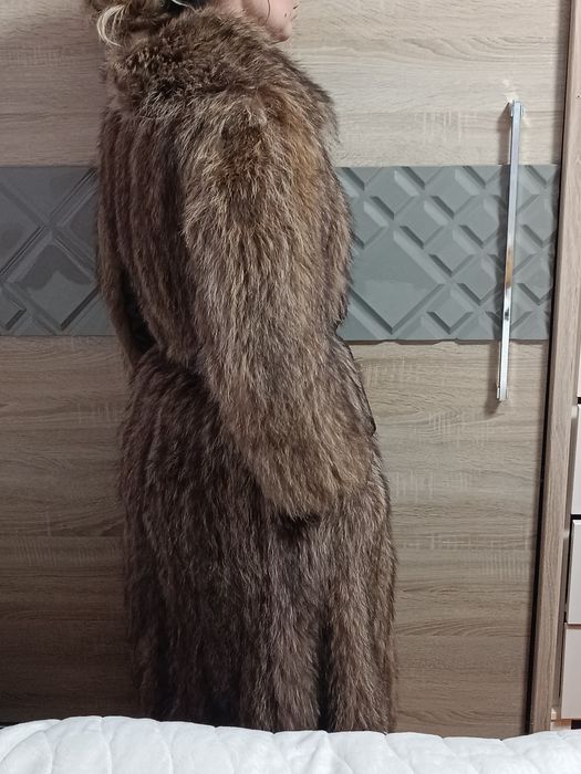 Палто сребърна лисица и кожа