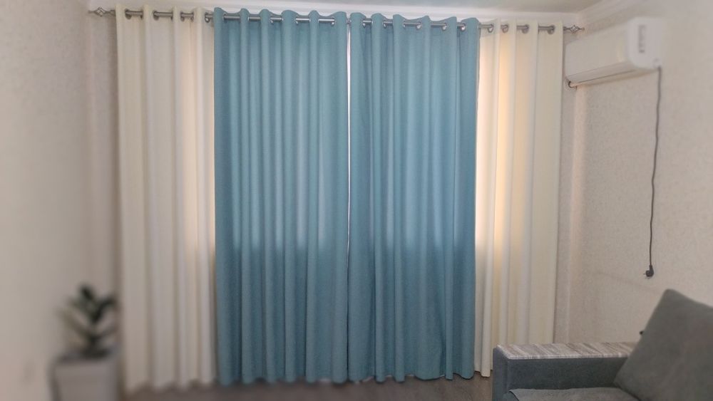 Шторы синие жёлтые