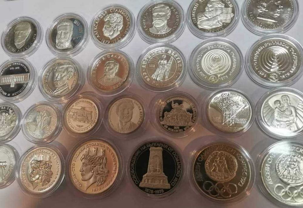 колекция български сребърни юбилейни монети БНБ