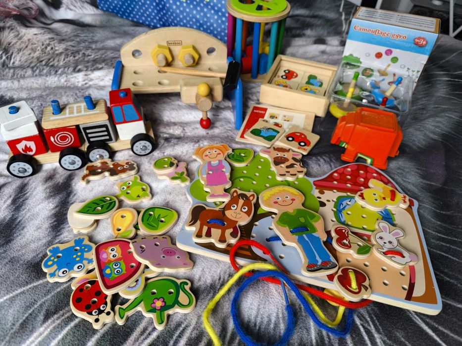 Дървени, образователни, развиващи, монтесори, сортер, за нанизване