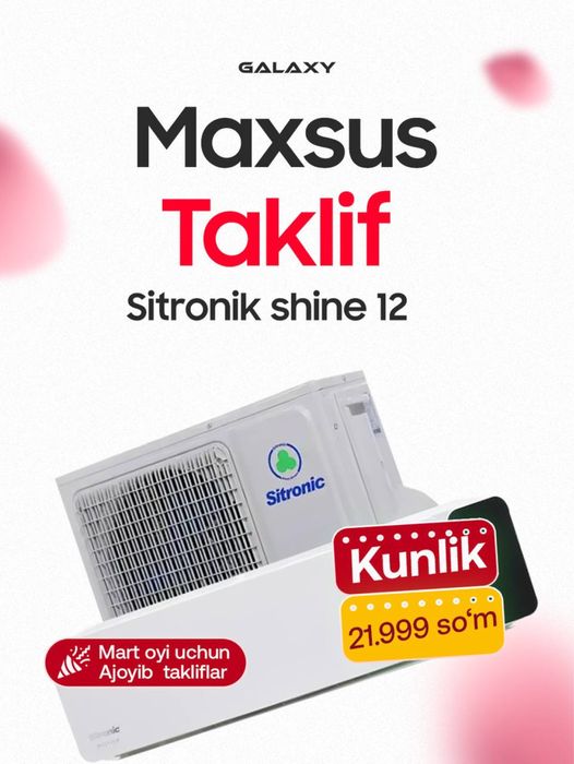 Bir tiyinsiz! Konditsionerlarni Muddatli to’lovga xarid qiling