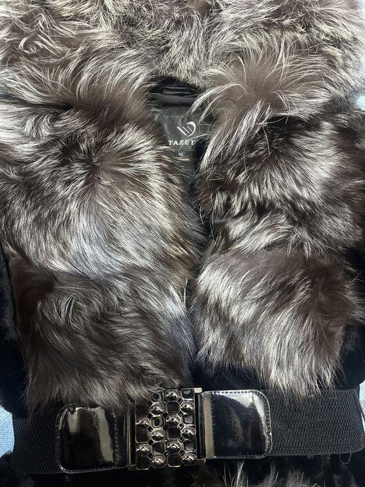 Шуба мутон с песцом р46