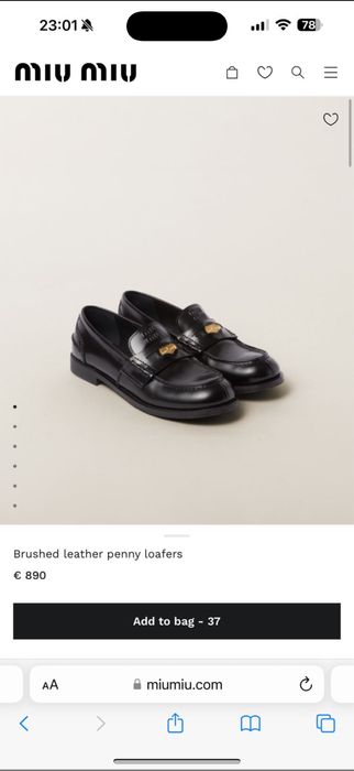 Лоферы Miu Miu, 37 размер