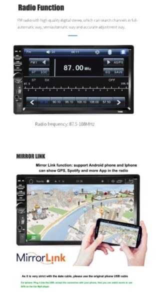 Магнитола 7 "дюймовой c камерой заднего хода 1080P Full HD