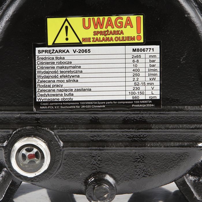 Cap compresor de aer cu 2 pistoane 400l/min 2-3kW 10 bari V2065 806771