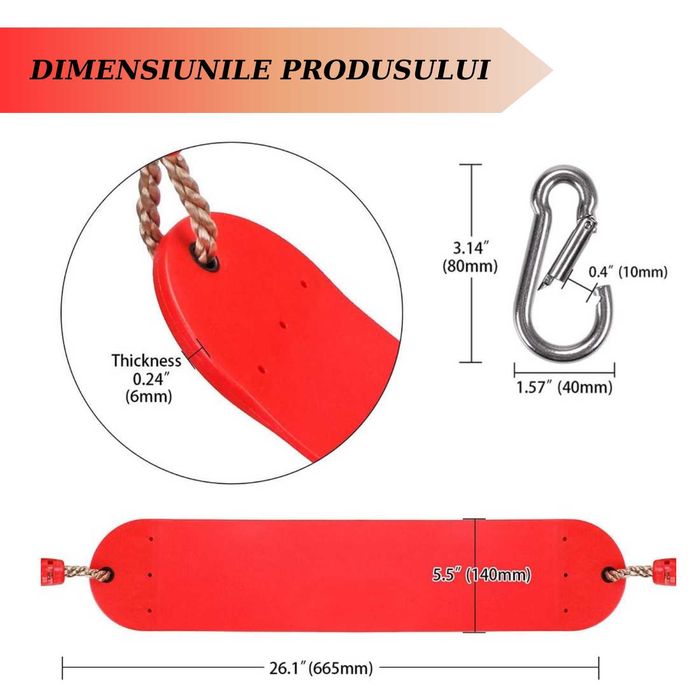 Leagan pentru Copii, Antiderapant, Flexibil, Reglabil Albastru, Rosu