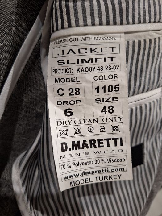 Б/У Пиджак 48 размер D. Maretti серый