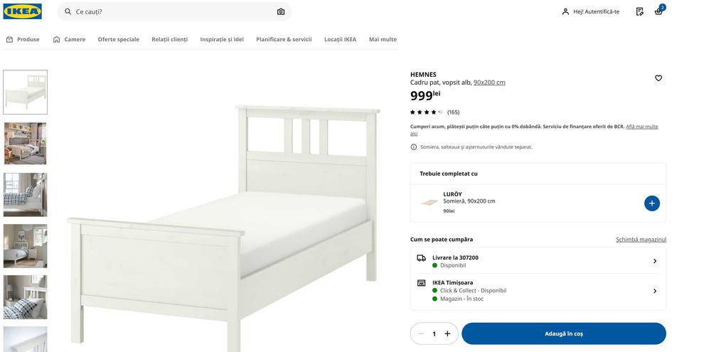 2 X Pat Hemnes IKEA + somieră LURÖY si saltea VATNESTRÖM + topper