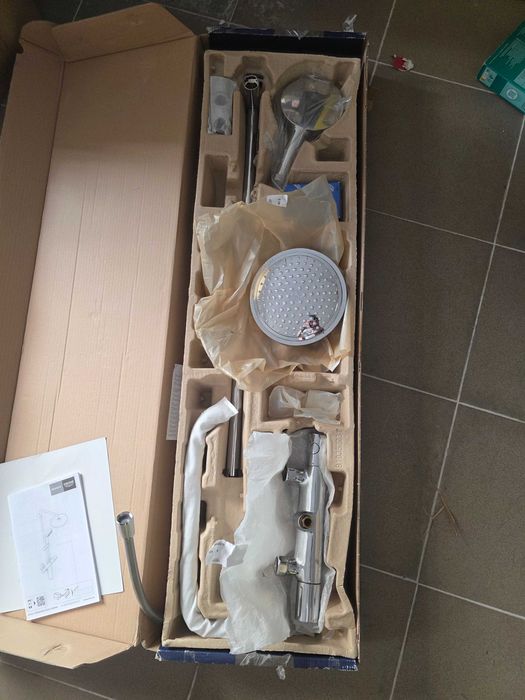 Grohe Vitalio Start System 250, Coloană de duș cu baterie termostatică, Duș Vitalio Start 110 2 jeturi, Flexibil 1,75 m, Crom 26677001