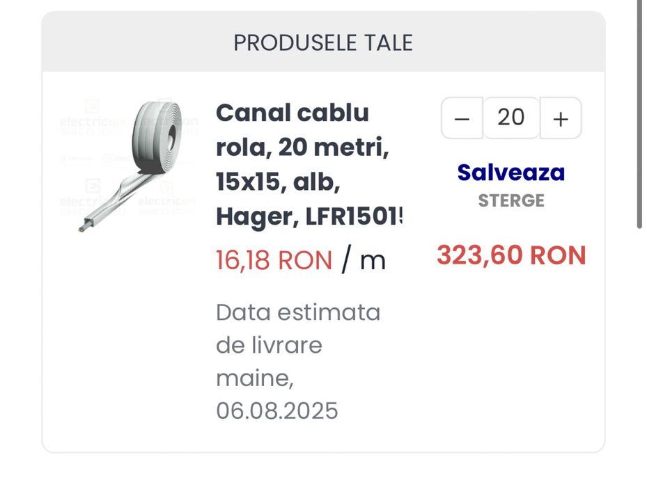 Canal cablu rola, 20 metri, 15X15, alb, HAGER