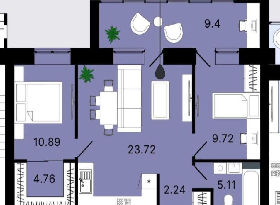 В ПРОДАЖЕ отличная евро 3-комнатная квартира в НОВОСТРОЙКЕ ЖК «RIBAT»