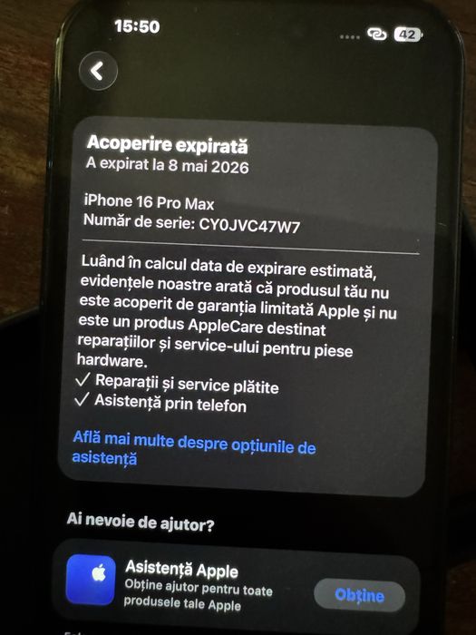 Iphone 16Pro Max 100bateria/liber retea/ca nou