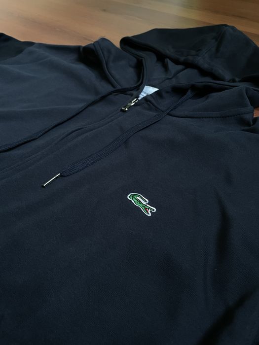 Мъжки суичъри Lacoste с цип и качулка – Тъмносин и Бял – Чисто нови