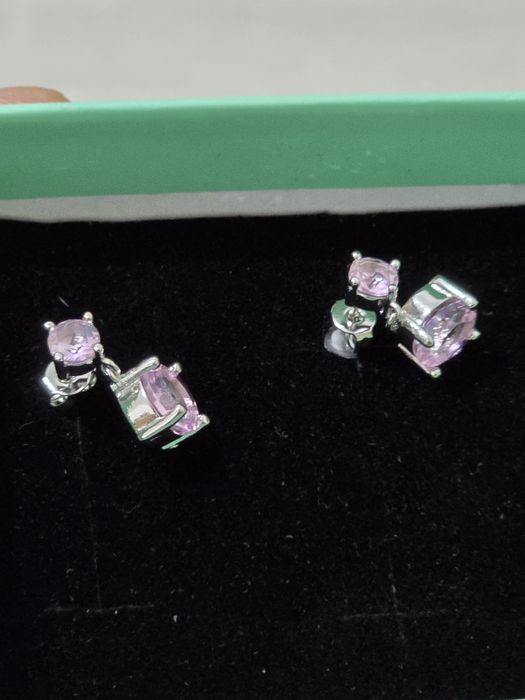 Set bijuterii EVER FAITH – colier și cercei, zirconiu cubic roz