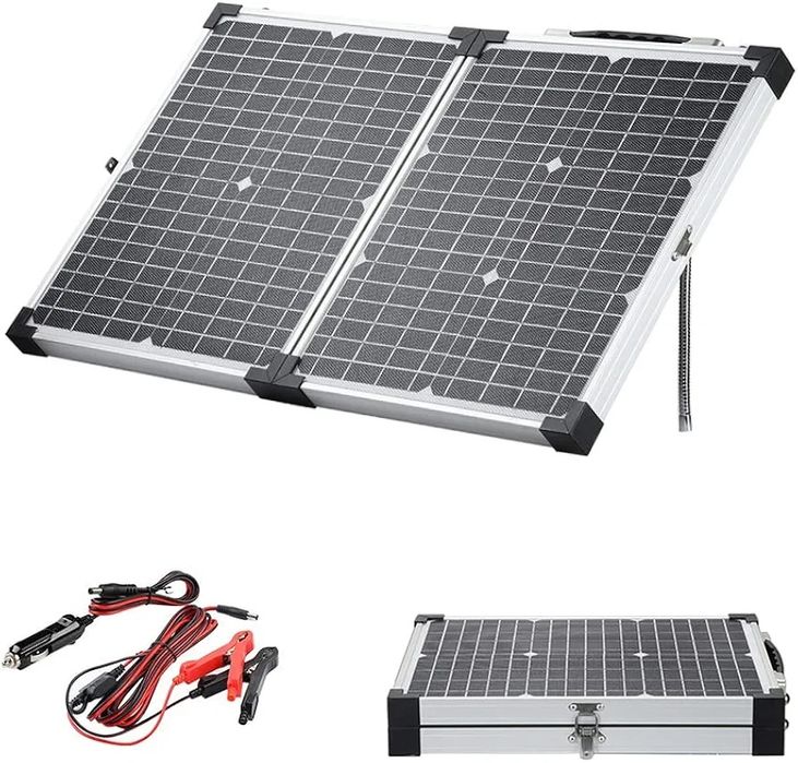 panou solar 40w 18v portabil pliabil  valiza usb c cleste  camping