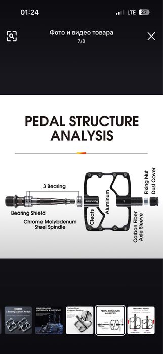 Каробоновые педали. Вес 116 гр одна педаль.