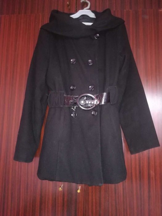 Черно палто с шал яка