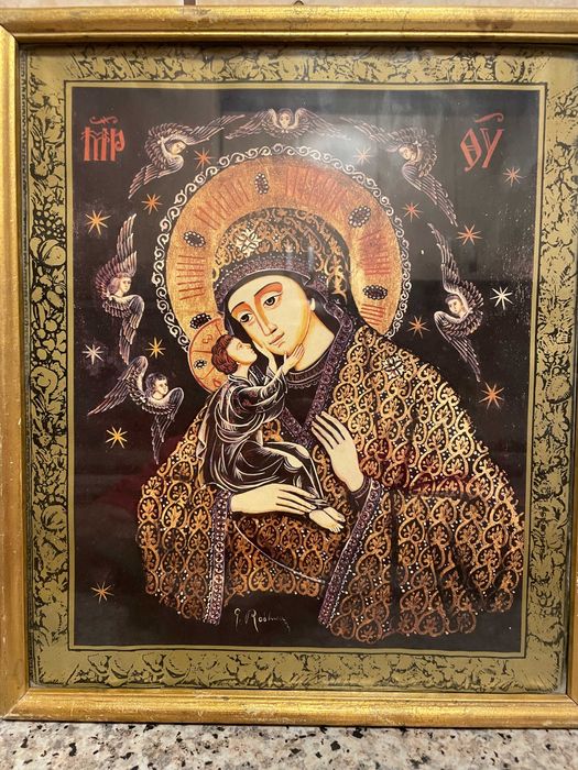 icoana veche icoana cu geam dim 31x34 cm icoana veche deosebita icoana