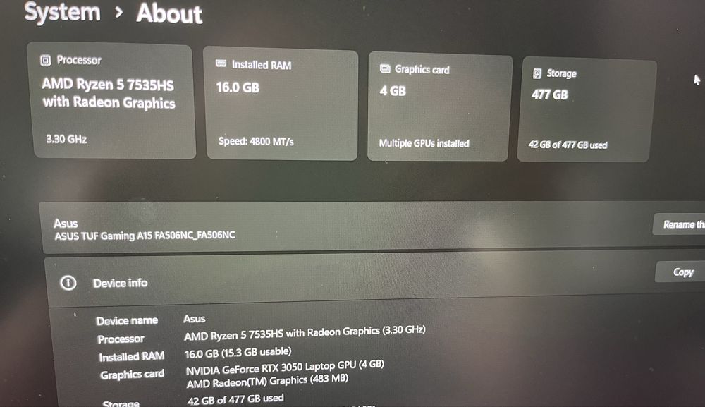 Лаптоп Asus TUF a15 FA506NC