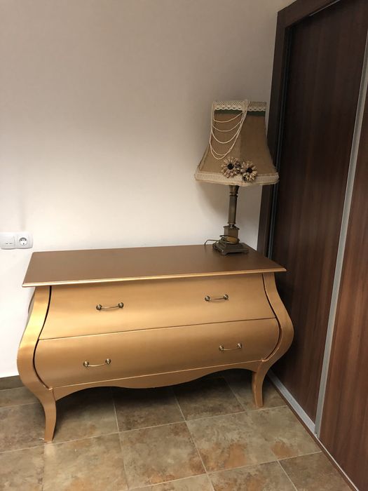Comodă stil clasic – Auriu satinat – 2 sertare – Design elegant