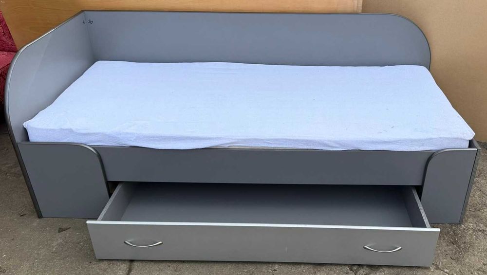 2 buc Pat De colt pentru o persoana; Pat cu Sertare si Saltea 200x90