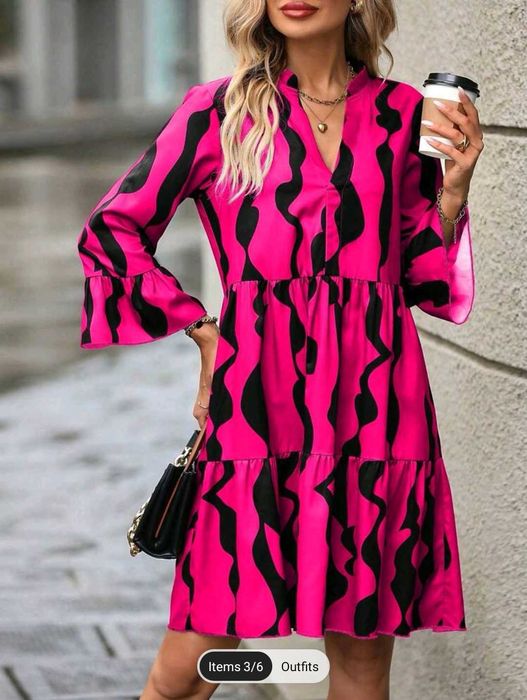 Цикламена рокля с воали