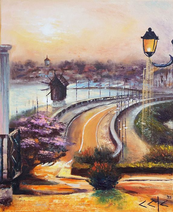 “Златен Несебър” Картина 60х50см, Маслена живопис с шпакла