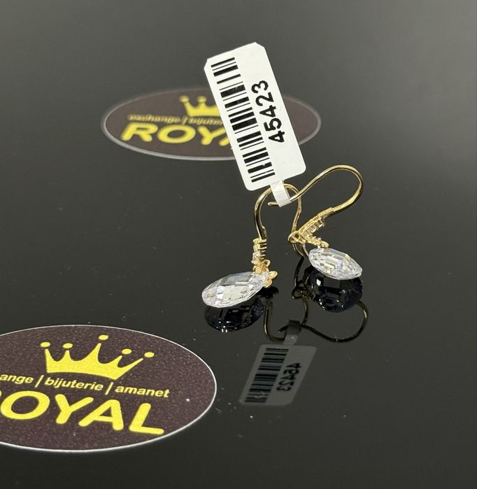 Bijuteria ROYAL : Cercei cu cristale AUR 14K NOU / 2.78 GR, 585, cristal